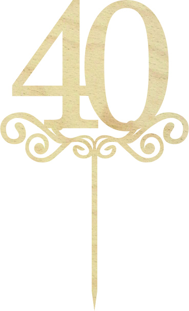 Topper na 40 urodziny czterdzieste cyfra liczba drewniana dekoracja na tort pik