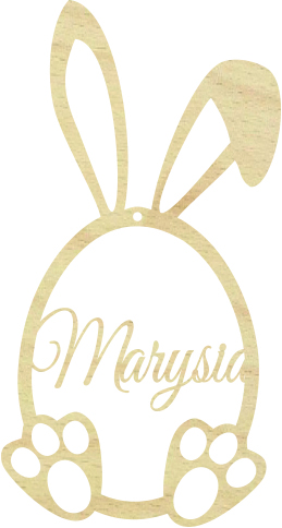 Zawieszka wielkanocna z Imieniem - jajko pisanka króliczek, Baza do makramy, Zakładka do książki, Drewniana ozdoba na prezent
