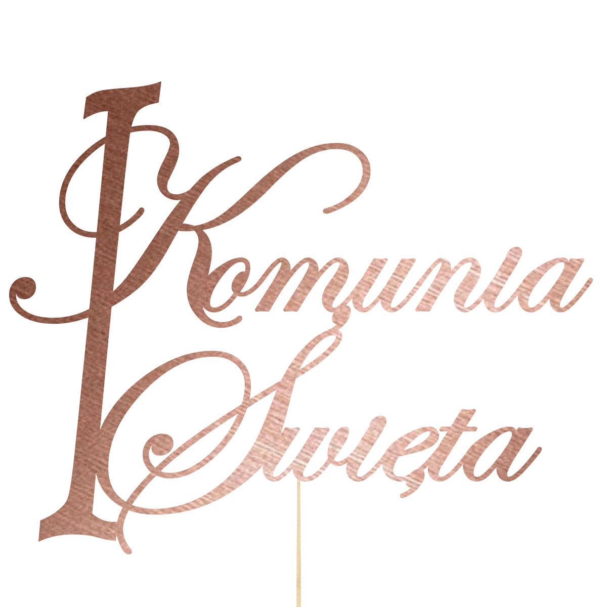 Topper dekoracja na bok tortu pik Pierwsza Komunia Święta różowe złoto lustro