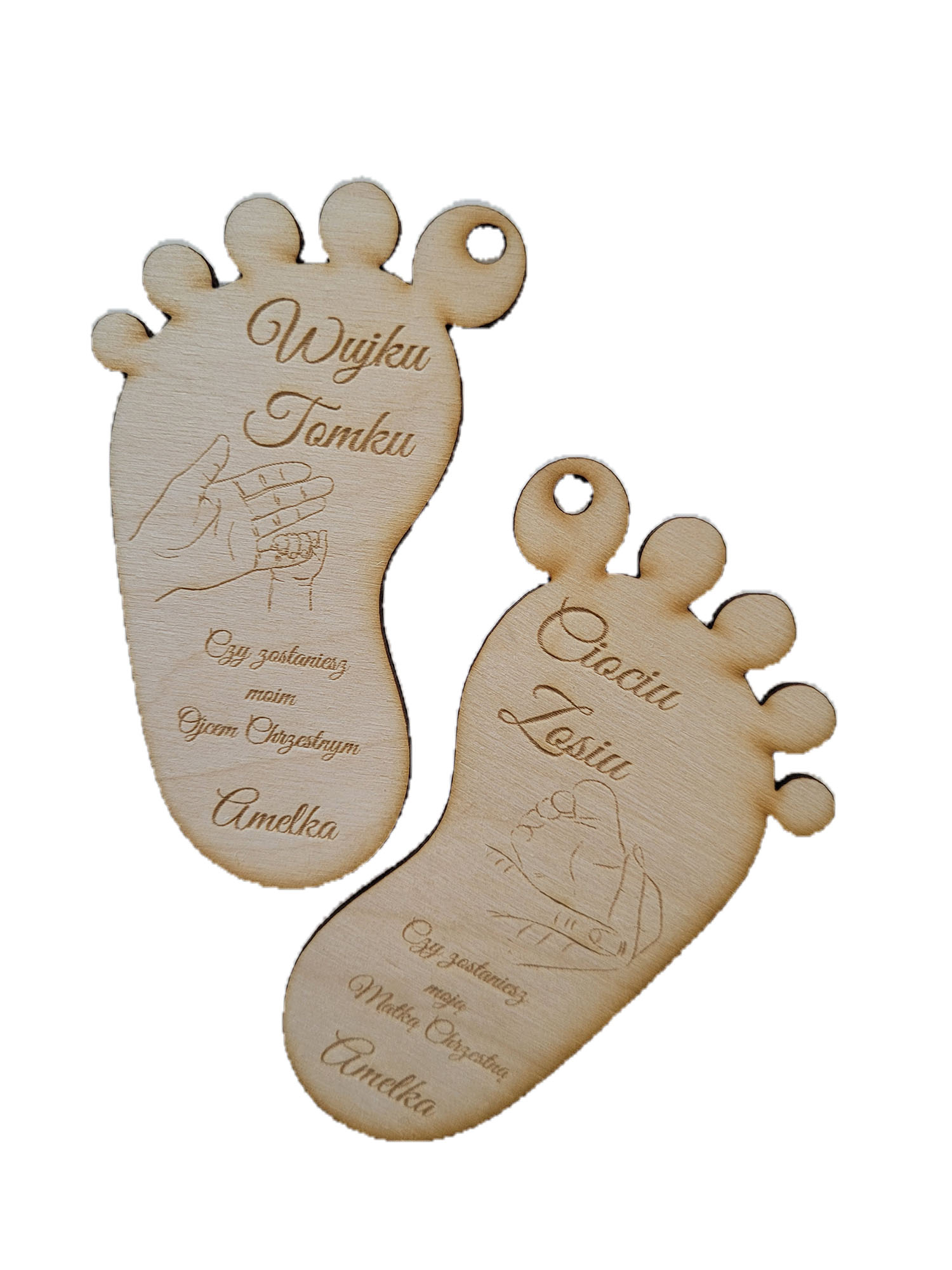 Pytanie wujku- ciociu czy zostaniesz matką chrzestną ojcem, prośba o chrzestnych, kartka grawer magnes stópki 2szt.