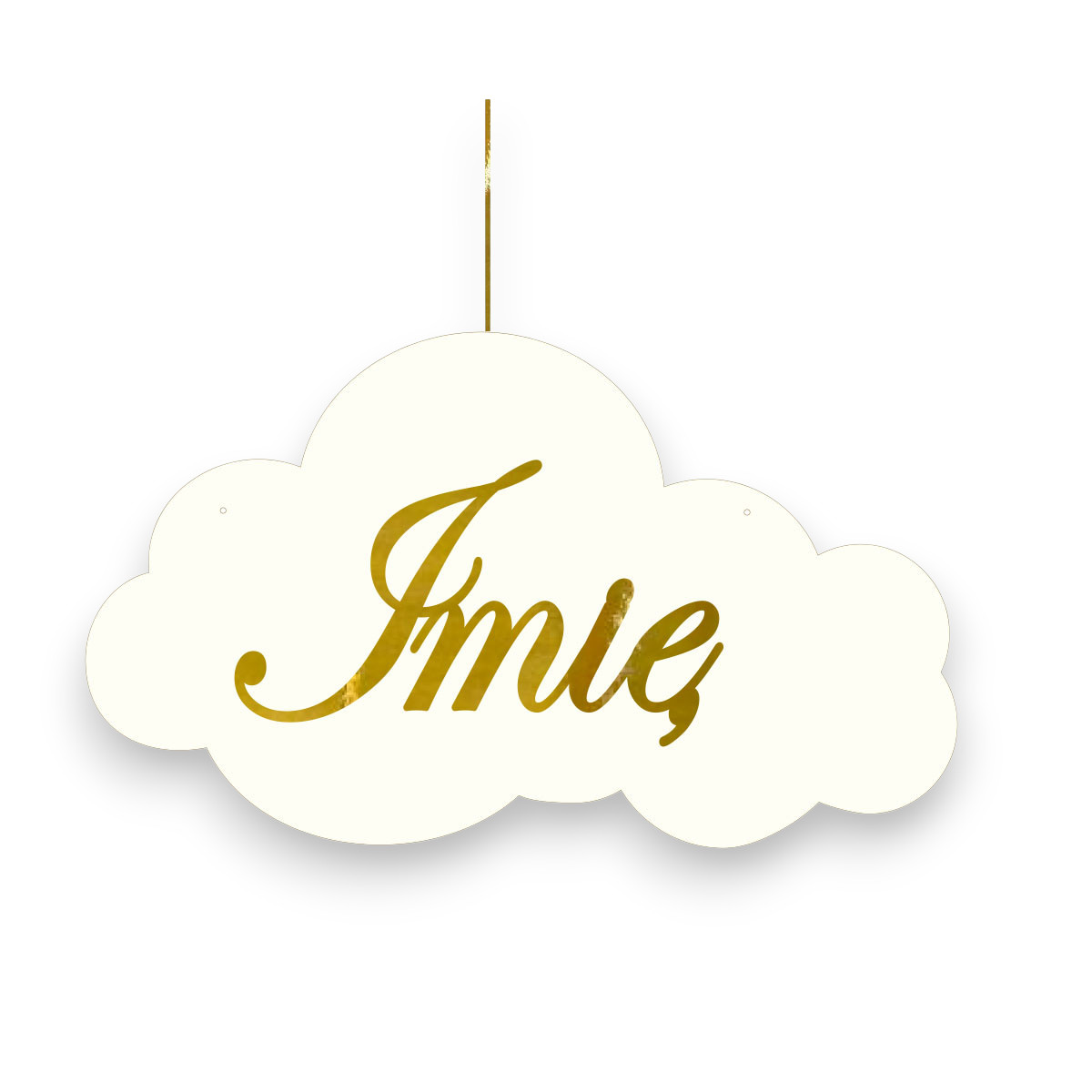 Baner imienię chmurka dekoracja ścianka na Komunię Chrzest Urodziny złote lustro
