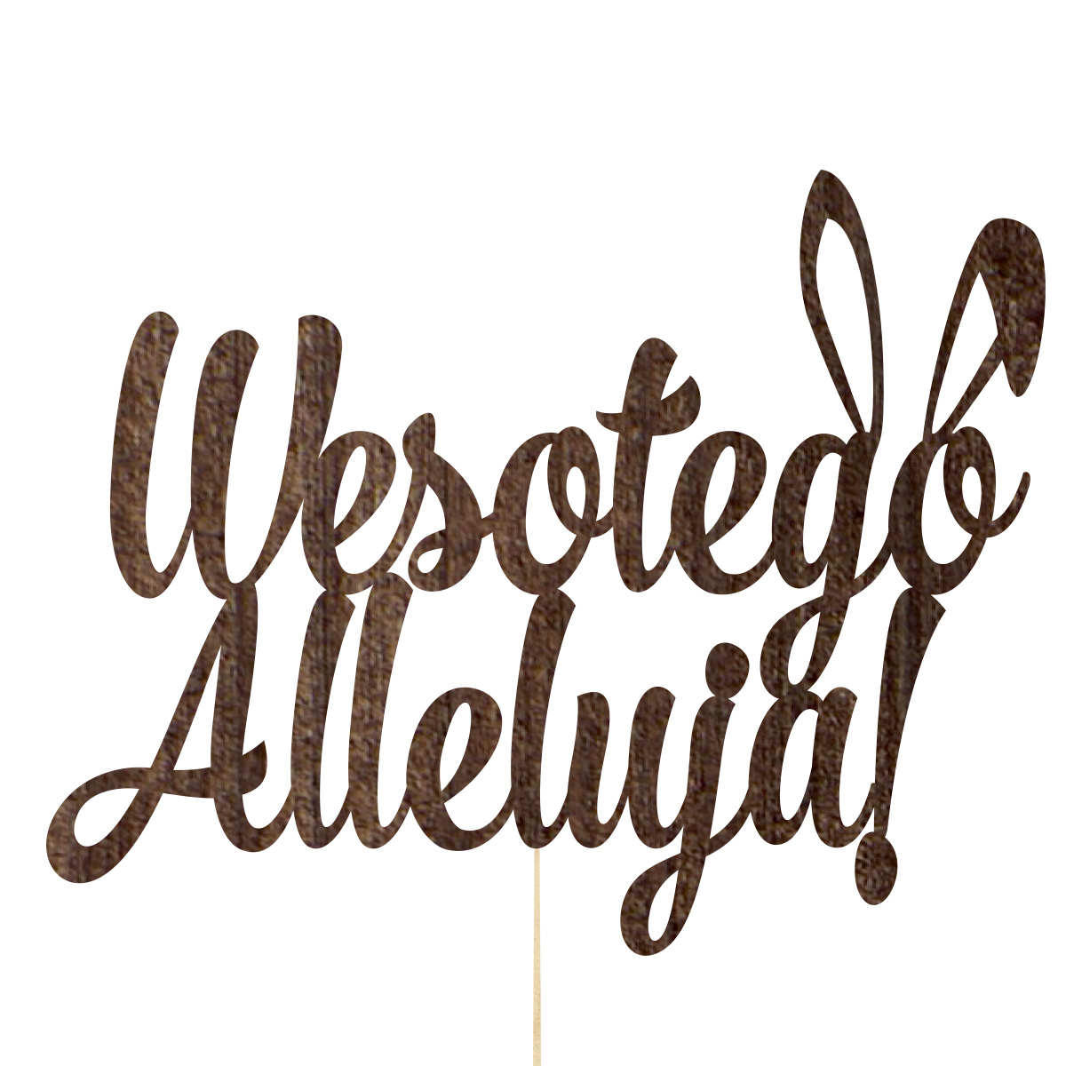Topper dekoracja wielkanocna Wesołego Alleluja na bok pik do babeczki prezentu lub bukietu drewno brąz rustykalny