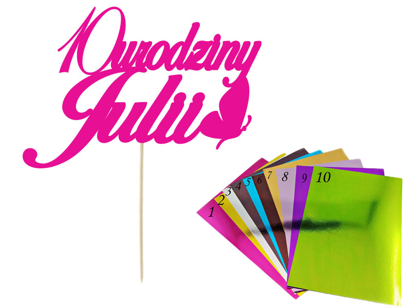 Topper napis lustrzany na tort 10 Urodziny z imieniem