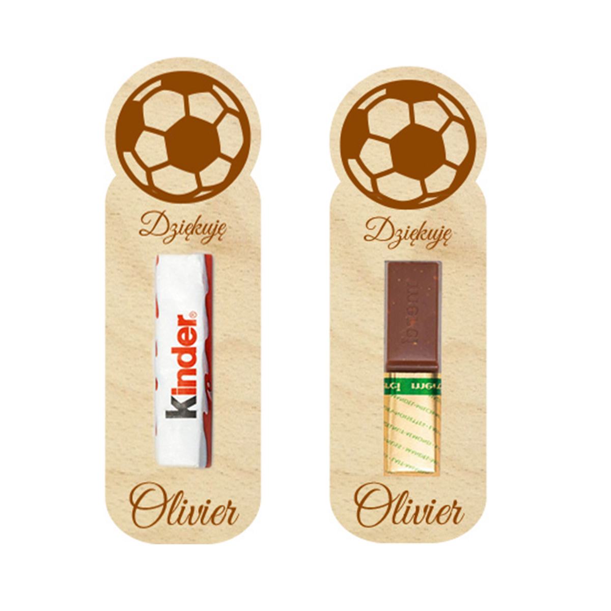 Podziękowanie dla gości MERCI czekoladki prezent z życzeniami na Komunię Roczek Urodziny Ślub Chrzest Święty IMIĘ grawer Piłka