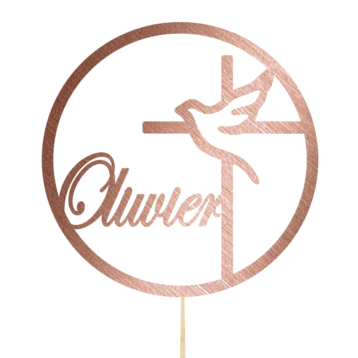 Topper dekoracja na bok tortu pik Pierwsza Komunia Święta różowe złote lustro napis imię