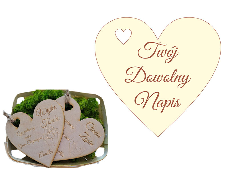 Podziękowanie dla gości Twój Dowolny Napis zawieszka, magnes, pamiątka, IMIĘ grawer serce na każdą okazję