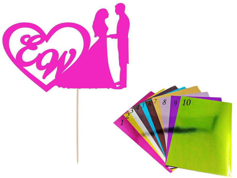 Topper napis lustrzany na tort Ślub z inicjałami Pary Młodej