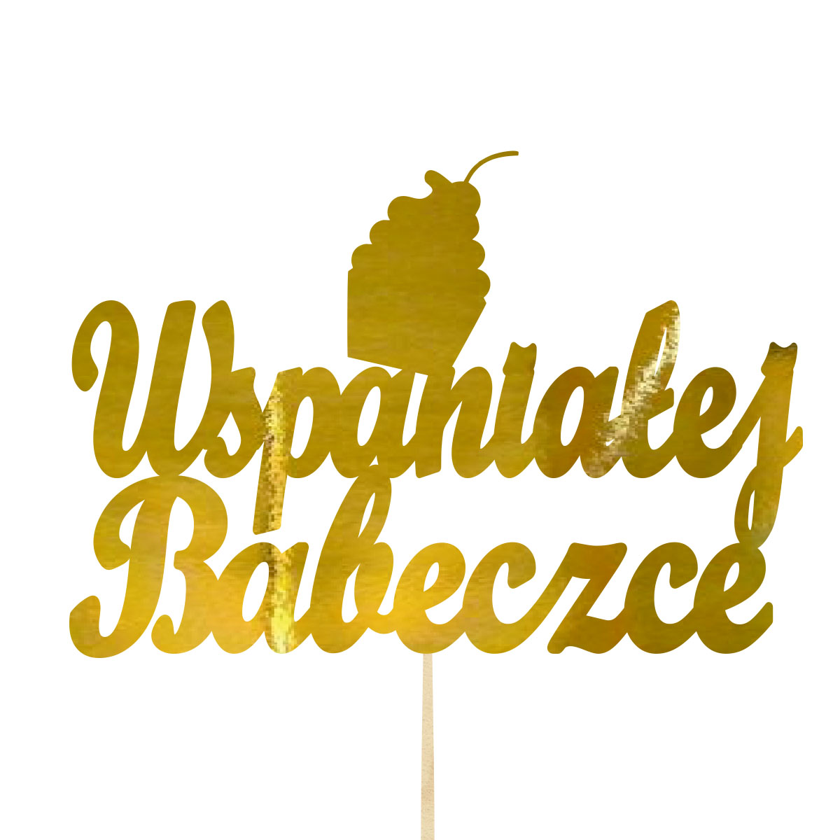 Topper dekoracja na bok tortu pik do prezentu lub bukietu kwiatów dzień kobiet 8 marca złote lustro