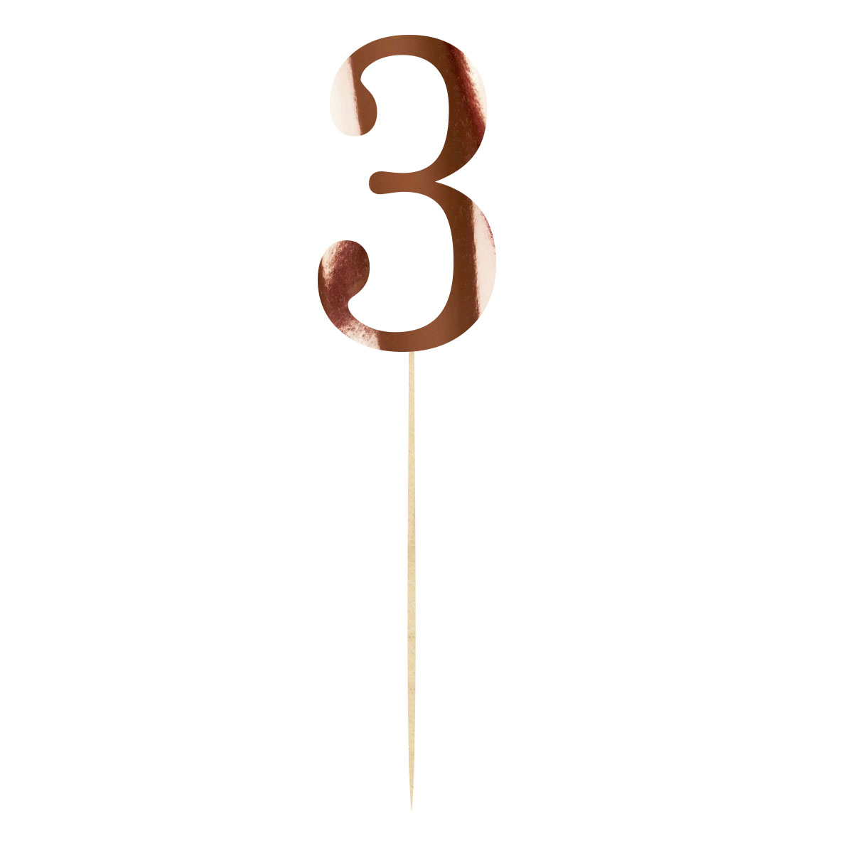 Topper na urodziny cyfra 3 dekoracja na tort pik lustrzane różowe złoto