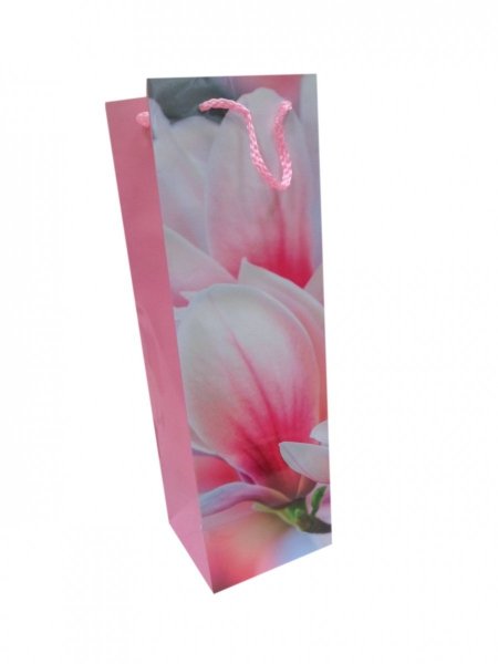 Ozdobne opakowanie, torebka na prezent "butelka" 12x35cm wz. Flower 005