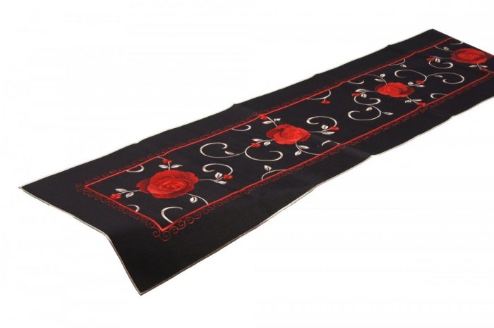 Obrus FLAMENCO 85x85 haftowany, kolor: czarny