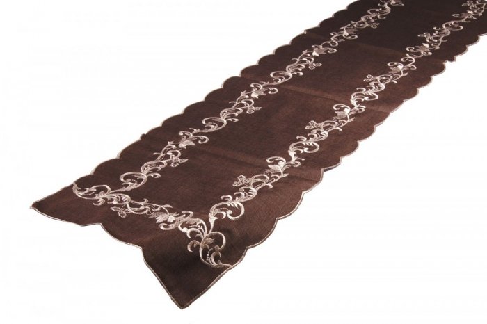 Obrus Haftowany Bruna 150x300 cm kolor: brązowy