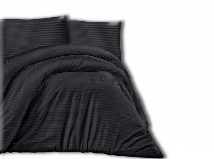 Pościel satynowa DARYMEX kolekcja Exclusive 160x200 + 2x70x80 wz. CIZGILI BLACK