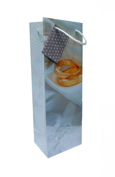 Ozdobne opakowanie, torebka na prezent "butelka" 12x35cm wz. Ślub 01