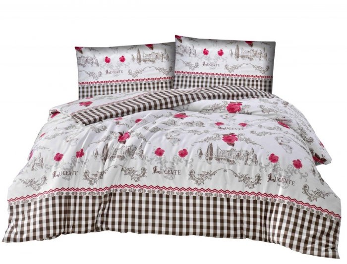 Pościel satynowa DARYMEX kolekcja EXCLUSIVE 160x200 + 2x70x80 wz. LUCENTE BROWN