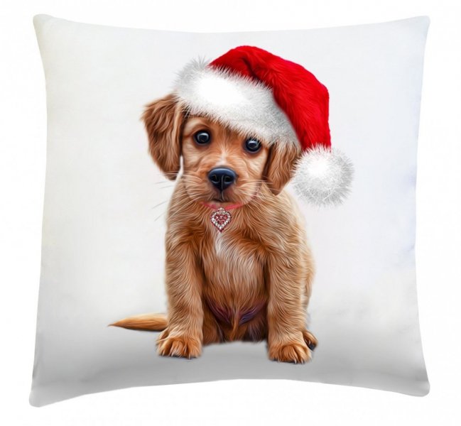 Poduszka świąteczna 40x40 wz. Świąteczny Pies 2