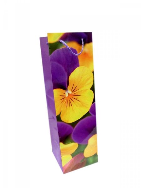 Ozdobne opakowanie, torebka na prezent "butelka" 12x35cm wz. Flower 004