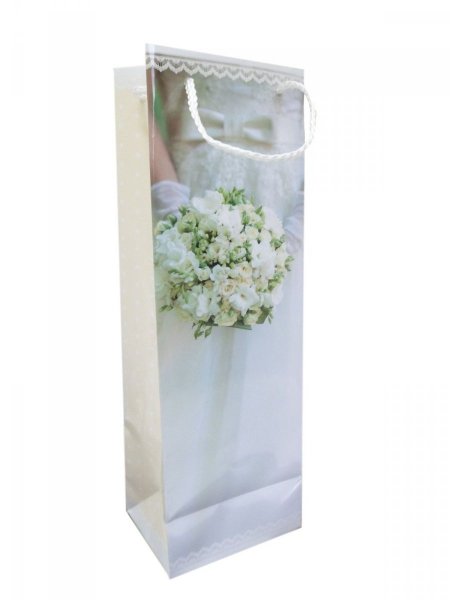Ozdobne opakowanie, torebka na prezent "butelka" 12x35cm wz. Ślub 03