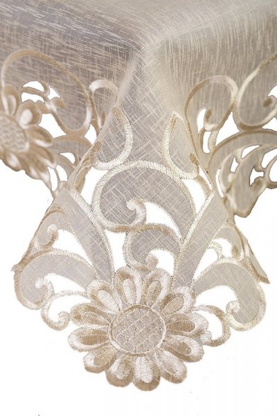 Obrus WIOSENNY Haftowany SARA 40x90 kolor: beżowy