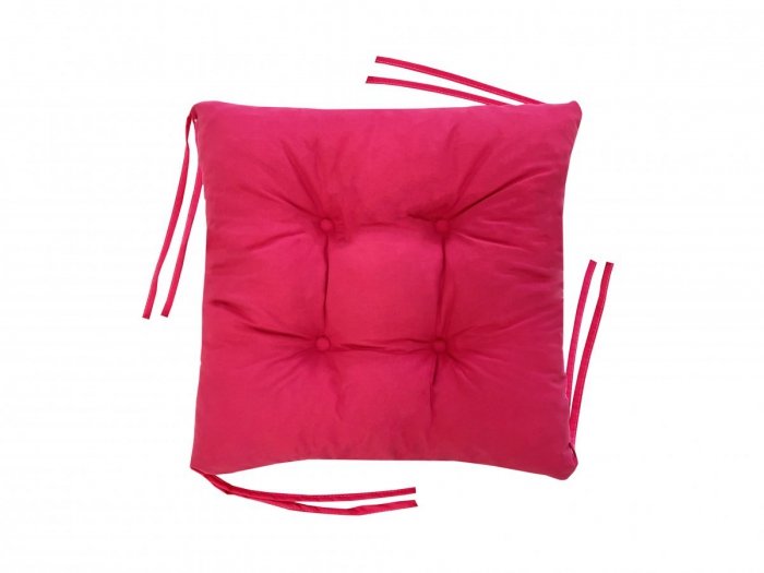 Poduszka na krzesło, pikowana wiązana 40x40 cm - fuksja