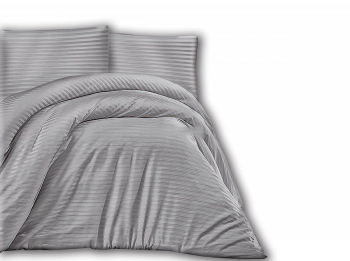 Pościel satynowa DARYMEX kolekcja Exclusive 160x200 + 2x70x80 wz. CIZGILI GREY