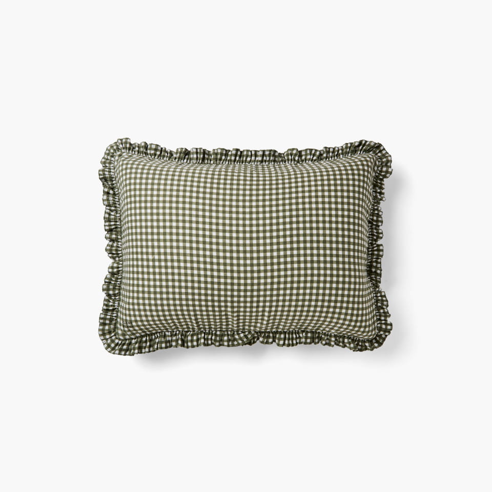 poszewka ABELIA zieleń w kratę muślinowa