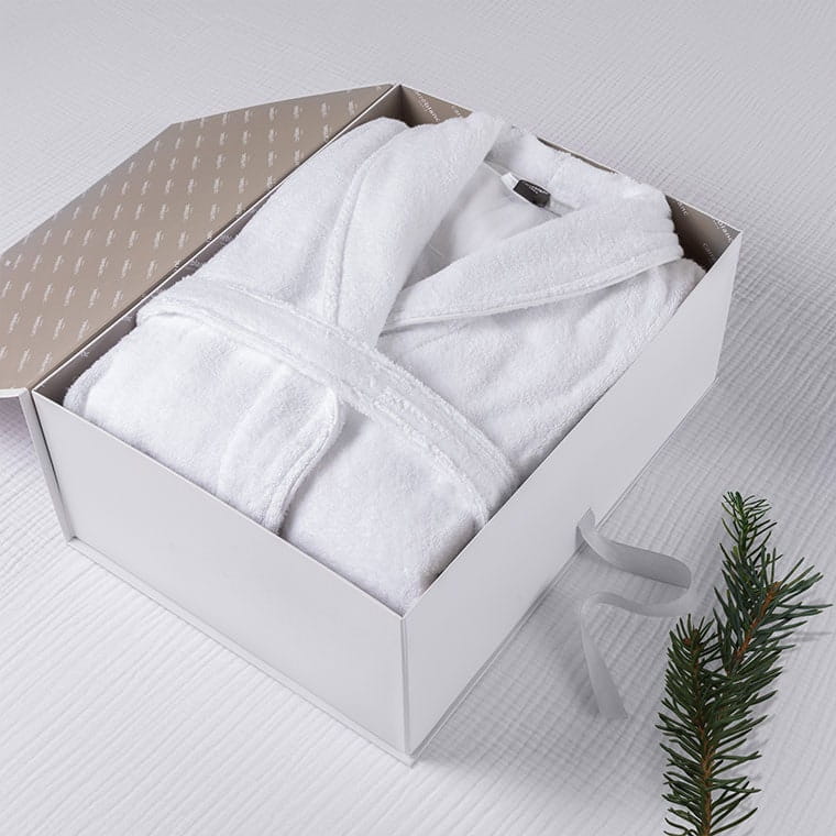 szlafrok damski ELLA bawełna biały +pudełko prezentowe