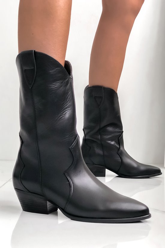 Kozaki damskie 0074 - 2 czarny lico