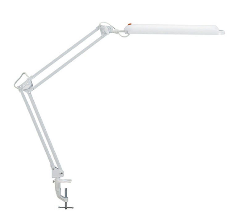 Lampka energooszczędna na biurko MAULatlantic, 11W, mocowana zaciskiem, biała