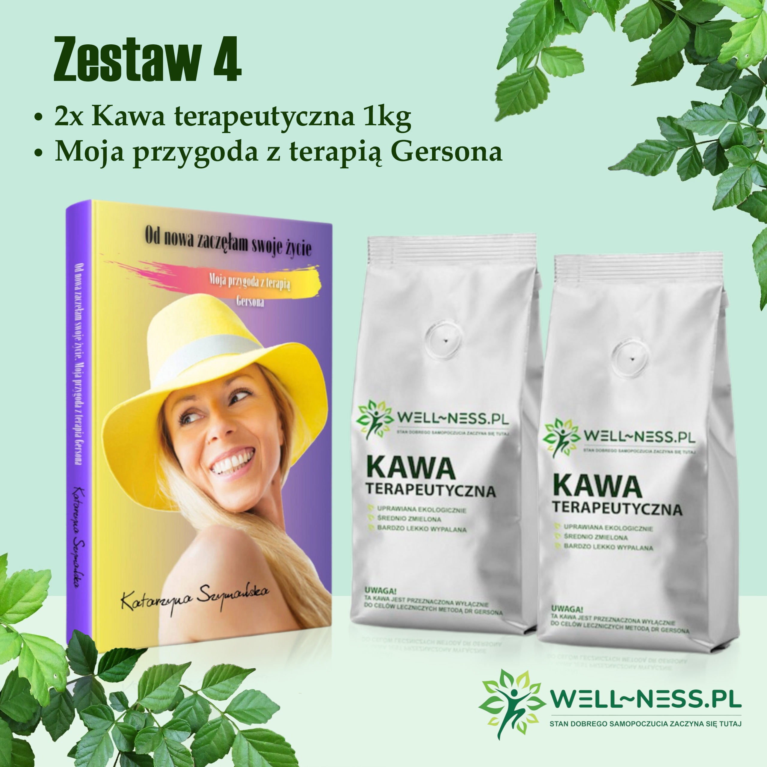 Zestaw 2x kawa do Terapii Gersona 1kg + książka "Moja przygoda z terapią Gersona"