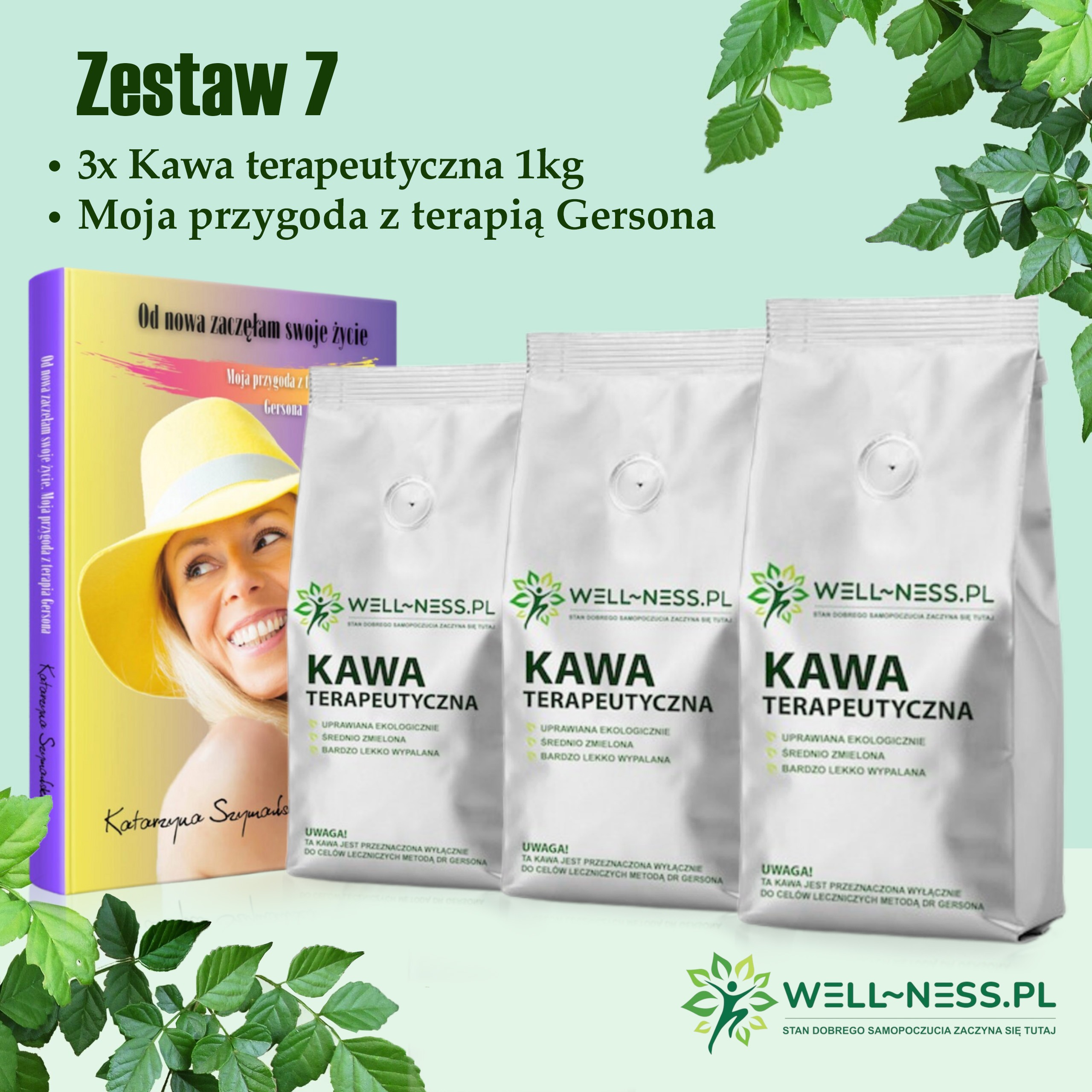 Zestaw 3 x kawa do Terapii Gersona 500 g + książka "Moja przygoda z terapią Gersona"