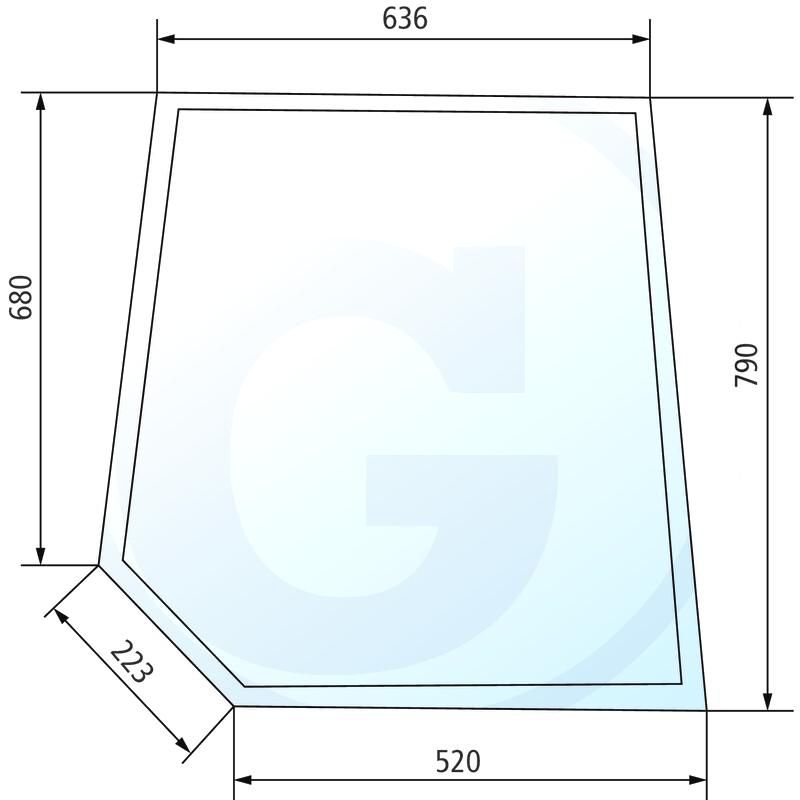 Szyba drzwi górna, prawa Deutz 06 John Deere 1640 3130 40-960,AL27355,K965484,04316723, 40-960