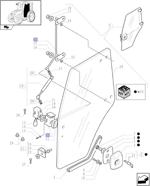 Uchwyt drzwi New Holland T3000 87290443 CNH