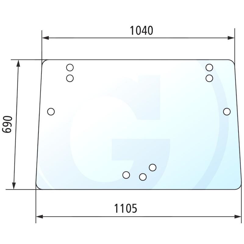Szyba przednia z 9 otworami John Deere 5300 5310 ER047354