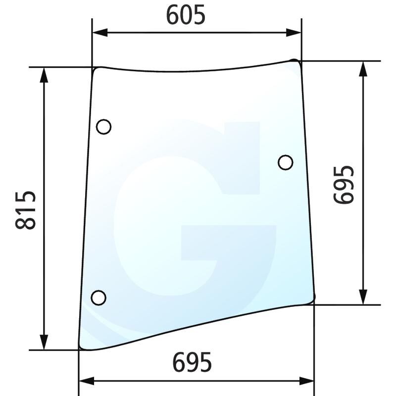 Szyba narożnikowa prawa, z tunelem w podstawie Massey Ferguson 5425 6445 7499 4272764M1