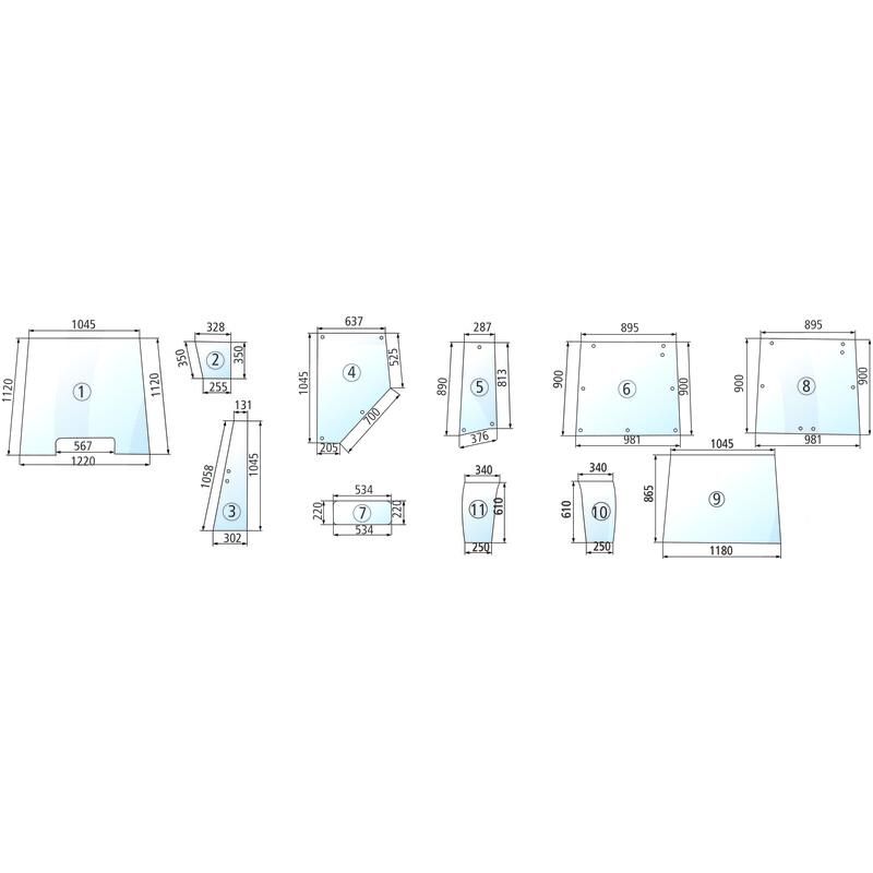 Szyba przednia dolna, prawa Massey Ferguson 3000 3582160M2