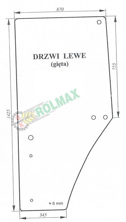 Szyba drzwi lewa John Deere L169102