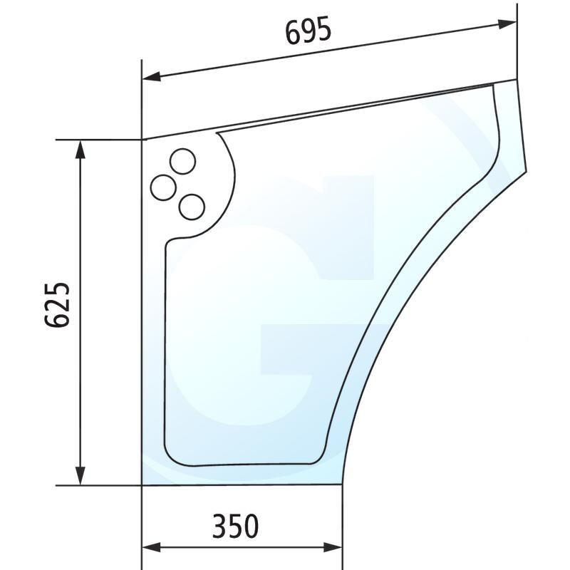 Szyba drzwi dolna, lewa CASE JX New Holland TD 5089551,5096593, 5089551