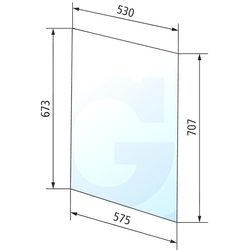 Szyba drzwi górna, prawa i lewa CASE 433 533 520591