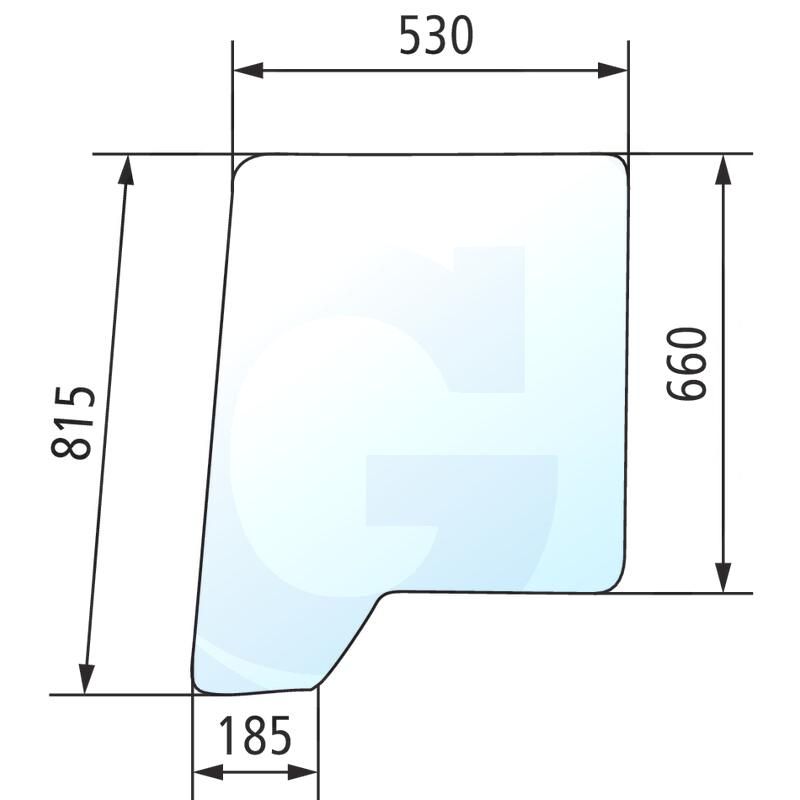 Szyba drzwi górna tylna, prawa i lewa CASE 440 940 1989740C1