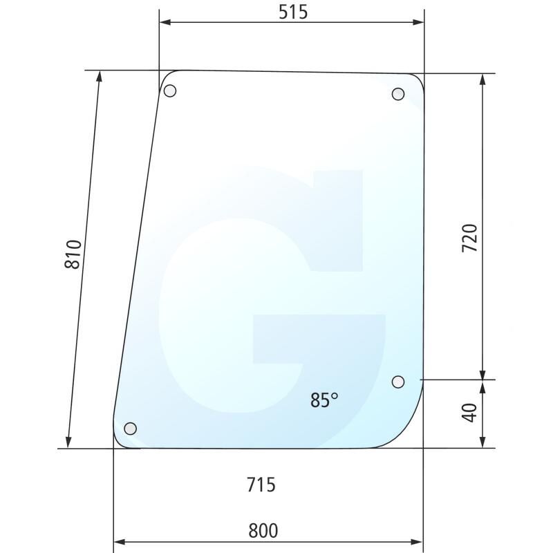 Szyba drzwi górna, zaokrąglona CASE kabina Fritzmeier 3000 520735