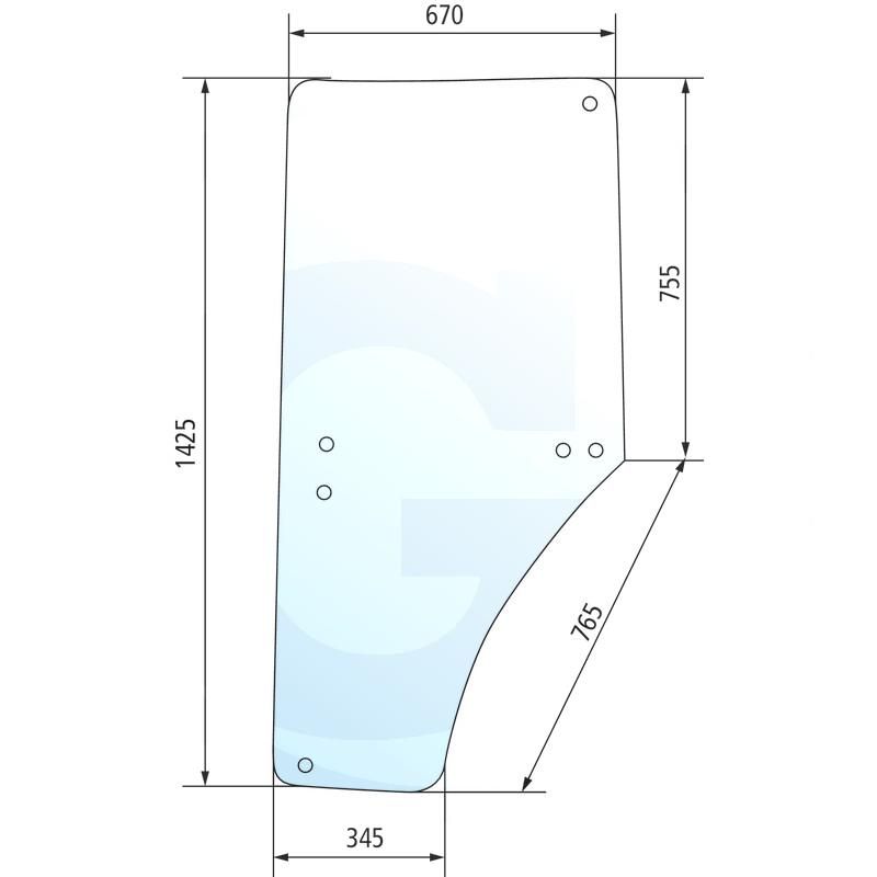 Szyba drzwi prawa John Deere 6100 6900 L213355, L169103