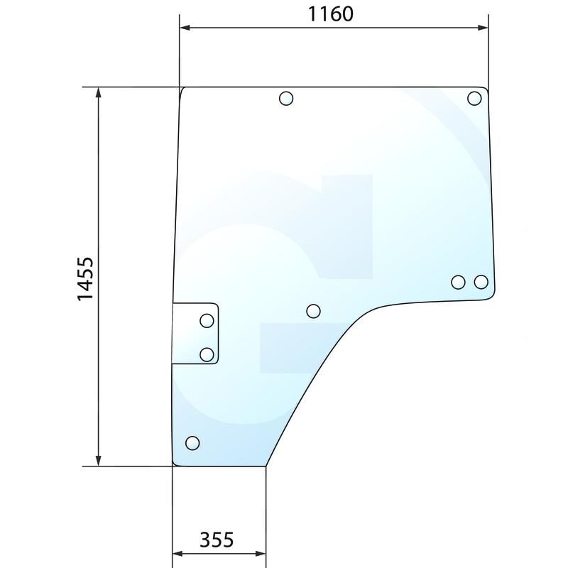 Szyba drzwi lewa John Deere 7630 8530 R537493, R210101,