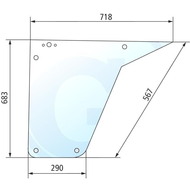 Szyba drzwi dolna, koło wysokie CASE kabina Fritzmeier 3000 520736