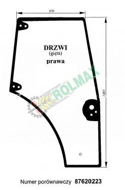 Szyba drzwi prawa New Holland TD5000 CASE 87620223