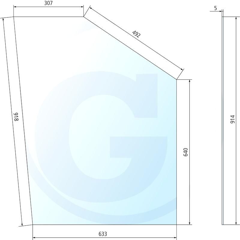 Szyba drzwi górna, prawa i lewa CASE 644 1246 1255 3223761R1, 520484