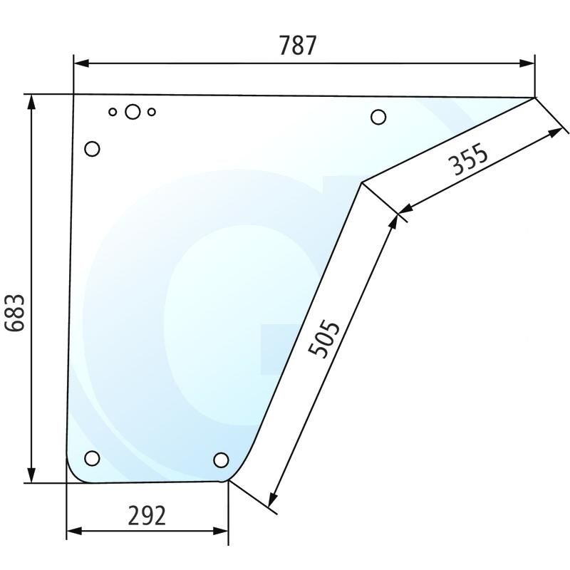 Szyba drzwi dolna, koło standardowe CASE kabina Fritzmeier 3000 520739