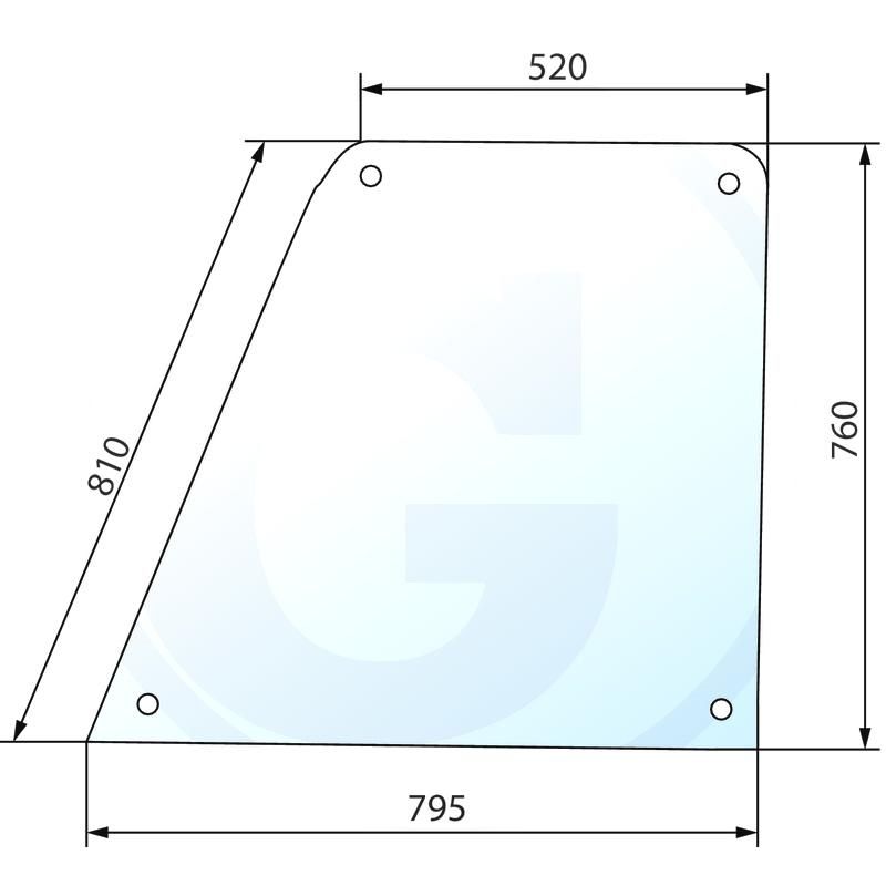 Szyba drzwi górna CASE kabina Fritzmeier 3000 520738