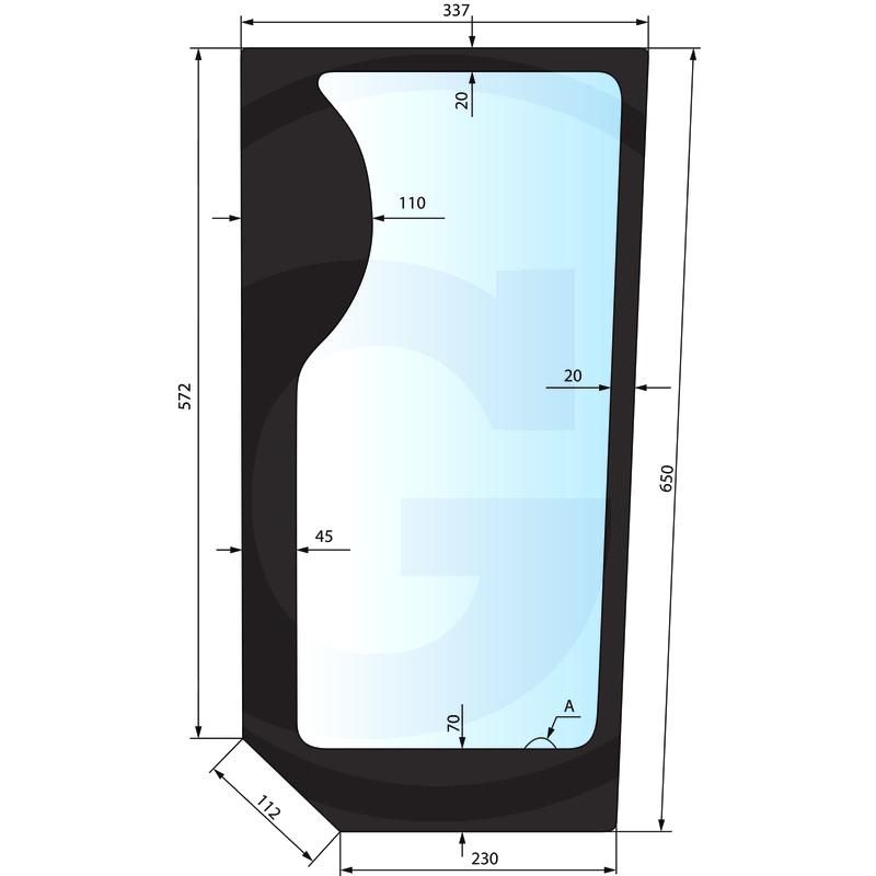 Szyba przednia dolna, lewa CASE MXM FIAT M Ford 40 New Holland TM TS 82001923