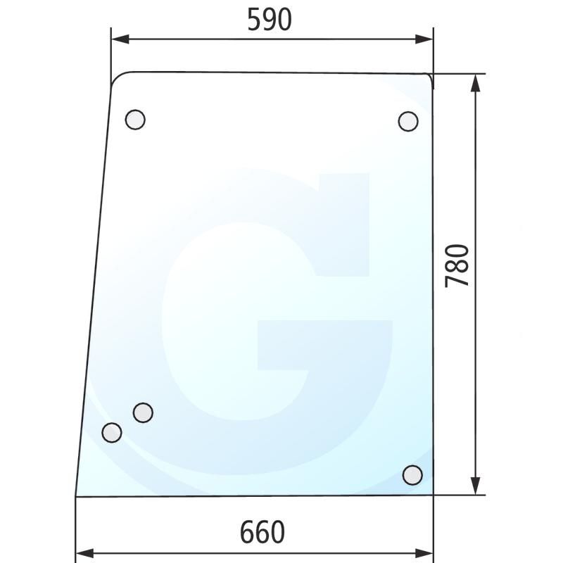 Szyba drzwi górna, prawa i lewa CASE 433 933 1332427C1
